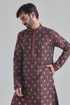 Shop_Arihant Rai Sinha_Maroon Jacquard Silk Brocade Woven Kurta _Online_at_Aza_Fashions