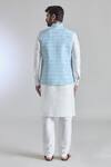 Shop_Arihant Rai Sinha_Blue Art Silk Printed Sequin Work Bundi _at_Aza_Fashions