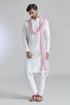 Buy_Arihant Rai Sinha_Off White Art Silk Plain Kurta And Aligadi Pant Set _at_Aza_Fashions