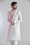 Shop_Arihant Rai Sinha_Off White Art Silk Plain Kurta And Aligadi Pant Set _Online_at_Aza_Fashions