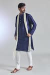Arihant Rai Sinha_Blue Silk Plain Buttoned Placket Kurta _Online_at_Aza_Fashions