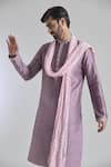 Arihant Rai Sinha_Pink Kurta And Pant Banarasi Art Silk Plain Buttoned Placket & Aligadi Set _at_Aza_Fashions