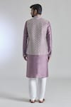 Shop_Arihant Rai Sinha_Purple Silk Embroidery Floral Thread Bundi Kurta Set _at_Aza_Fashions