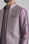 Shop_Arihant Rai Sinha_Purple Silk Embroidery Floral Thread Bundi Kurta Set _Online_at_Aza_Fashions