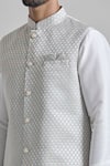 Shop_Arihant Rai Sinha_Gray Silk, Polyester, Brocade Sequins, Embroidery Grey Bundi Kurta Set _Online_at_Aza_Fashions