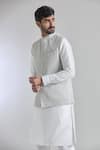 Buy_Arihant Rai Sinha_Gray Silk, Polyester, Brocade Sequins, Embroidery Grey Bundi Kurta Set 