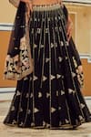 Shop_LASHKARAA_Black Blouse And Lehenga Georgette Embroidery Thread Scoop Neck Floral Set _Online_at_Aza_Fashions