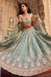 Buy_LASHKARAA_Green Blouse And Lehenga Organza Embroidery Thread Floral Panelled Set _Online_at_Aza_Fashions