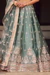 Shop_LASHKARAA_Green Blouse And Lehenga Organza Embroidery Thread Floral Panelled Set _Online_at_Aza_Fashions