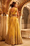 LASHKARAA_Yellow Blouse And Lehenga Viscose Organza Embroidery Thread Sweetheart Bead Set _Online_at_Aza_Fashions