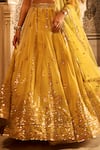 Shop_LASHKARAA_Yellow Blouse And Lehenga Viscose Organza Embroidery Thread Sweetheart Bead Set _Online_at_Aza_Fashions