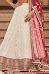 Buy_LASHKARAA_Red Blouse Organza Woven Diamond V Neck Lehenga Set _Online_at_Aza_Fashions