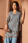 Shop_Tasuvure_Blue Cotton Lace Round Cutwork Myra Mesh Daisy Co-ord Set _Online_at_Aza_Fashions