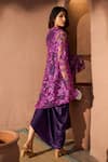 Shop_Tasuvure_Purple Satin Silk Round Slip Easy Dress With Floral Cape _at_Aza_Fashions