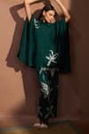 Buy_Tasuvure_Green Crepe Embroidered Sequin Collared Bianca Borage Shirt And Pant Set _at_Aza_Fashions