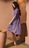 Shop_Tasuvure_Purple Cotton Lace Embroidery Floral Round Neck Myra Dress _at_Aza_Fashions