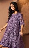 Buy_Tasuvure_Purple Cotton Lace Embroidery Floral Round Neck Myra Dress _Online_at_Aza_Fashions