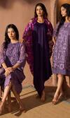 Tasuvure_Purple Cotton Lace Embroidery Floral Round Neck Myra Mesh Cassia Dress _Online_at_Aza_Fashions