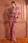 Buy_Tasuvure Indes_Pink Georgette Embroidered Paisley Lapel Collar Elizey Jacket With Pant _at_Aza_Fashions