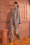 Shop_Tasuvure Indes_Blue Georgette Embroidered Paisley Band Elizey Pattern Cape Jacket With Pant _Online_at_Aza_Fashions