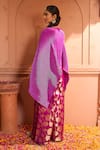 Shop_Tasuvure Indes_Purple Pleated Silk Embroidered Floral One Divine Neck Cape With Flared Pant _at_Aza_Fashions