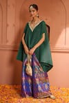 Buy_Tasuvure Indes_Green Pleated Silk Embroidered Floral V Neck Divine Cape With Sharara _at_Aza_Fashions