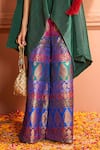 Tasuvure Indes_Green Pleated Silk Embroidered Floral V Neck Divine Cape With Sharara _Online_at_Aza_Fashions