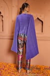 Shop_Tasuvure Indes_Purple Pleated Silk Embroidered Paisley Scoop Divine Cape With Pant _at_Aza_Fashions