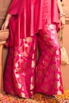 Buy_Tasuvure Indes_Pink Brocade Silk Embroidered Floral Veil One Kiri Neck Kaftan With Pant _Online_at_Aza_Fashions