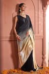 Buy_Tasuvure Indes_Black Rich Pleated Fabric Round Idylic Ombre Saree _at_Aza_Fashions