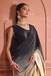 Tasuvure Indes_Black Rich Pleated Fabric Round Idylic Ombre Saree _Online_at_Aza_Fashions