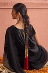 Shop_Tasuvure Indes_Black Rich Pleated Fabric Round Idylic Ombre Saree _Online_at_Aza_Fashions