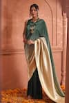 Buy_Tasuvure Indes_Green Rich Pleated Fabric Round Idylic Ombre Saree _at_Aza_Fashions