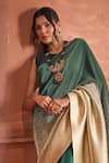 Buy_Tasuvure Indes_Green Rich Pleated Fabric Round Idylic Ombre Saree _Online_at_Aza_Fashions