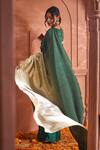 Shop_Tasuvure Indes_Green Rich Pleated Fabric Round Idylic Ombre Saree _Online_at_Aza_Fashions