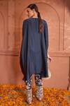 Shop_Tasuvure Indes_Blue Satin Silk Embroidered Gara Reyna Pearl Embellished Kaftan With Pant _at_Aza_Fashions