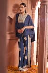 Buy_Tasuvure Indes_Blue Georgette Embroidered Gara Reyna Embellished Short Kaftan With Pant _at_Aza_Fashions