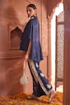 Tasuvure Indes_Blue Georgette Embroidered Gara Reyna Embellished Short Kaftan With Pant _at_Aza_Fashions