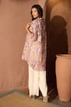 Shop_Tasuvure Indes_Purple Cotton Chanderi Embroidered Elahe High-low Tunic With Pleated Pant _at_Aza_Fashions