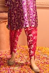 Tasuvure Indes_Purple Brocade Silk Woven Zari V-neck Banarasi Begum Tunic With Dhoti Pant _Online_at_Aza_Fashions