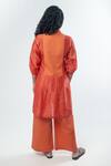 Shop_PRACHI KAMAT_Orange Chanderi Kurta Placement Sutli Bomb Contrast Bodice With Pant _at_Aza_Fashions