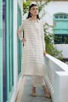 Shop_RAAS LIFE_Cream Chanderi Collared Rangrez Hand Woven Kurta With Pant _at_Aza_Fashions
