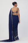 Shop_Vvani by Vani Vats_Blue Georgette Embroidery Sequin Sweetheart Neck Saree With Blouse _at_Aza_Fashions