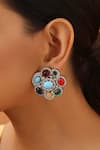 Buy_SWABHIMANN_Multi Color Zirconia Bloom Stud Earrings _at_Aza_Fashions