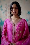 Buy_Deep Thee_Pink Silk Embroidery Zardozi V Neck Gul Short Kurta And Sharara Set _Online_at_Aza_Fashions