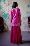 Shop_Deep Thee_Pink Silk Embroidery Zardozi V Neck Gul Short Kurta And Sharara Set _at_Aza_Fashions