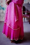 Buy_Deep Thee_Pink Georgette Embroidery Zardozi V Neck Ditsy Bloom Gathered Anarkali Set _Online_at_Aza_Fashions