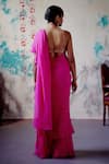 Shop_Deep Thee_Pink Silk Embroidery Zardozi Solid Pre-draped Ruffle Saree With Bralette Blouse _at_Aza_Fashions