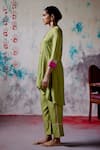 Buy_Deep Thee_Green Silk Embroidery Fleur Booti Round Zardozi High Low Kurta And Pant Set _Online_at_Aza_Fashions