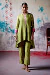 Buy_Deep Thee_Green Silk Embroidery Fleur Booti Round Zardozi High Low Kurta And Pant Set _at_Aza_Fashions